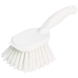 Scrubbing Brushes: Gong Brush, Short Handle, White