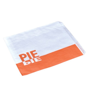 Greaseproof Paper Bags: Flat Pie Bag, Printed "Pie" 187 x 175mm (500)