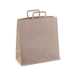 Flat Handle Brown Bag, # 75, 340 x 320 x 145mm, (250)