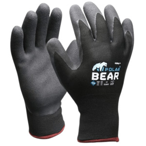 Cold Temperature Gloves: Thermal Double Lined Winter Gloves, Polar Bear , Black, Medium