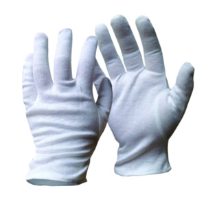 Cotton Interlock Gloves, White, Large