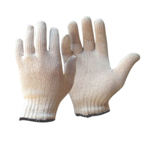 Cotton Gloves: Polycotton Knit Gloves, White, Large