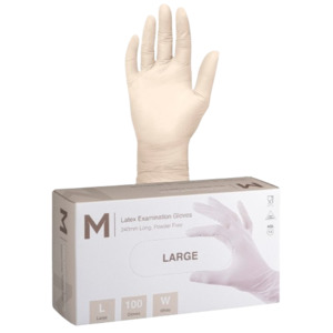 Latex Gloves: Disposable Latex Gloves, Powder Free, Natural, Large (100)