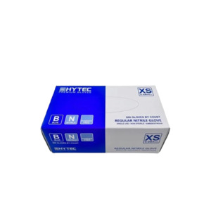 Nitrile Gloves: XS Hytec Blue Regular Nitrile Gloves, Powder Free 3g (200)