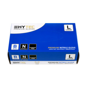 Disposable Nitrile Gloves, Powder Free, Blue, Large, 240mm (100)