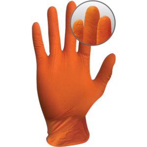 Disposable Nitrile Gloves, Heavy Duty, With Grip, Orange, 2XL (90)