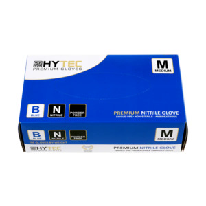 Disposable Nitrile Gloves, Powder Free, Blue, Medium, 240mm (100)