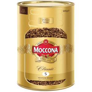 Drinks: Moccona Freeze Dried Classic Medium Roast Coffee, 500g
