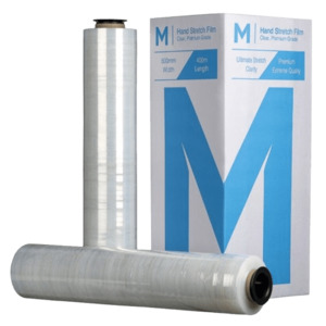Hand Stretch Film: Premium Hand Stretch Film - 500mm x 400m x 15 Micron (Clear) - Carton of 4 Rolls
