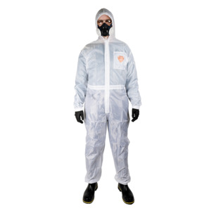 Body Protection: SureSheild Nylon Coveralls, PH7, White, 2XL