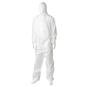 Body Protection: SMS Coverall, Type 5/6, White, XL, Breathable Coverall, 50gsm