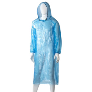 Body Protection: Hooded Poncho Polyethylene, Blue, 800mm X 1300mm, 30mu (96)