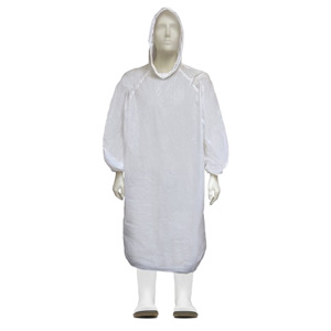 Body Protection: Disposable LDPE Hooded Poncho, White, XL (200)
