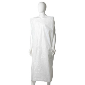 Polyethylene Sleeveless Apron, White, 800mm x 1400mm, 30mu (250)