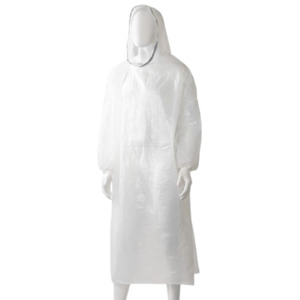 Hooded Poncho Polyethylene, White, 800mm X 1300mm, 30mu (96)