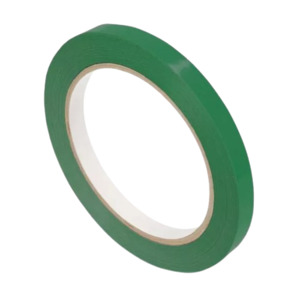 Bag Sealing Tape: Neck Bag Tape, uPVC, Green, 9mm X 66m