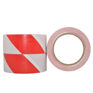 Hazard Floor Marking Tape Red/White, 48mm X 30m High Tack Pvc Rubber Adhesive