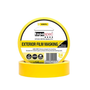 Versatile Exterior Vinyl Masking Tape, Yellow, 24mm x 50m