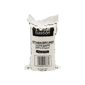 Office Bin Liners: 26L Kitchen Tidy Rubbish Bags, White, 650mm x 550mm (50)