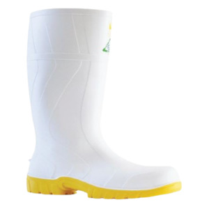 Industrial Gumboots, White/Yellow, Size 8