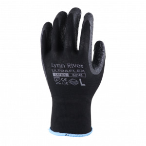 General Work Gloves: Latex Grip Ultra gloves, Mamba, Black, Large