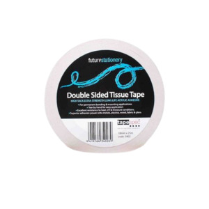 Double Sided Tape, PE Coated Solvent Adhesive White Tissue, 12mm x 0.013mm x 50m