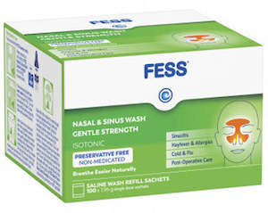 Fess Nasal & Sinus Wash Gentle Strength Isotonic Saline Wash Refill Sachets 1.94g x 100