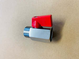 Valves: [2225] Mini ball valve --male / female (red)