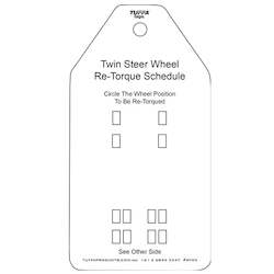 Twin Steer Wheel Re Torque Tags (packs of 100) Code WT03