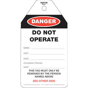 Other Tags: Do Not Operate Tags (packs of 100) Code PD02