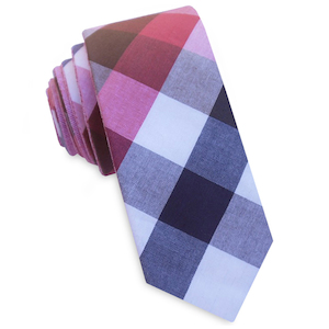 Pink, Red, Grey and Blue Diamonds Skinny Tie