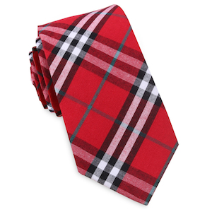 Products: Red & White Tartan Plaid Slim Tie