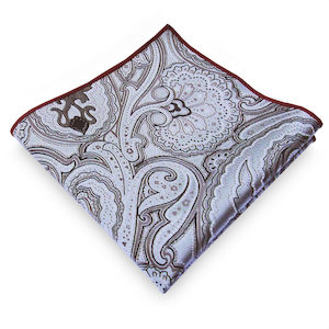 Silver Paisley Pocket Square