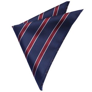Products: Midnight Blue Scarlet and White Stripes Pocket Square