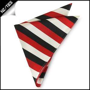Red, Black & White Striped Pocket Square Handkerchief