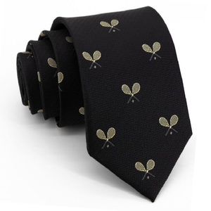 Black Texture with Tennis Racquets Tie