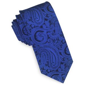 Blue & Black Paisley Mens Skinny Tie