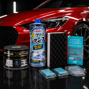 SOFT99 KIT Wax King Of Gloss Dark- ph Neutral Shampoo - Clay Bar - Wash Sponge