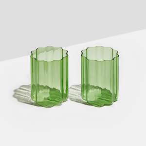Glassware: Fazeek - set of 2 Wave Glasses Green