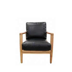 Reid Leather Armchair- Black/Natural