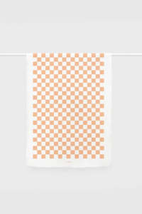 Lettuce Peach Checker Teatowel