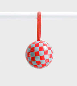Bauble Christmas Decoration - Red Checkers