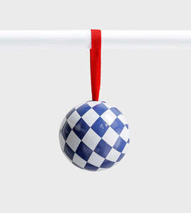 Bauble Christmas Decoration - Blue Check