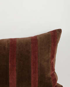 Homeware: Huxley Chocolate/Cherry Lodge Cushion - by Baya