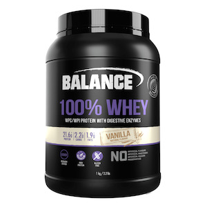 Balance: Balance 100% Whey WPC/WPI Protein with Digestive Enzymes Gluten Free - Vanilla 1kg