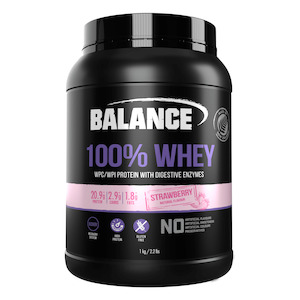 Balance 100% Whey WPC/WPI Protein with Digestive Enzymes Gluten Free - Strawberry 1kg