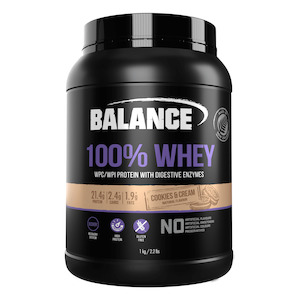 Balance 100% Whey WPC/WPI Protein with Digestive Enzymes Gluten Free - Cookies & Cream 1kg