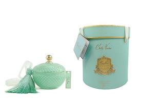 Cote Noire Round Art Deco Candle - Blue - Hydrangea - GML30001