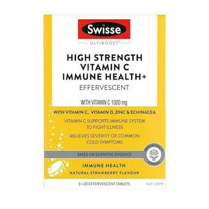 Swisse: Swisse Ultiboost Immune Health Vitamin C + Vitamin D, Zinc & Echinacea Effervescent 3x20 Tablets