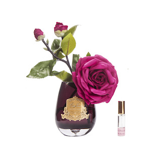 Cote Noire Tear Drop Tea Rose Clear Glass - Ltd Carmine Red - Gold Badge - STR21